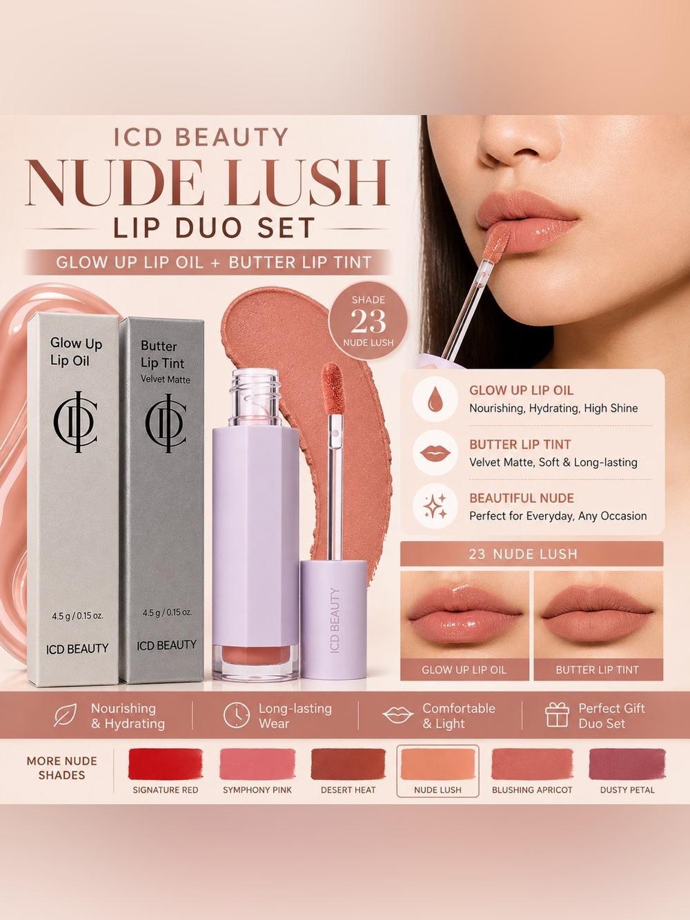 New for $58!!! ICD Makeup Glow Up Lip Oil & Better Lip Tint